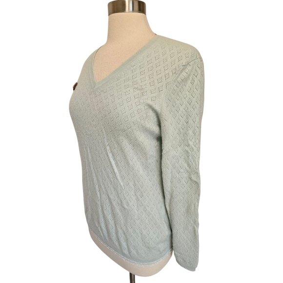 Brooks Brothers Womens 100% Cashmere Sweater Size XL Embroidered Flower - Picture 8 of 8